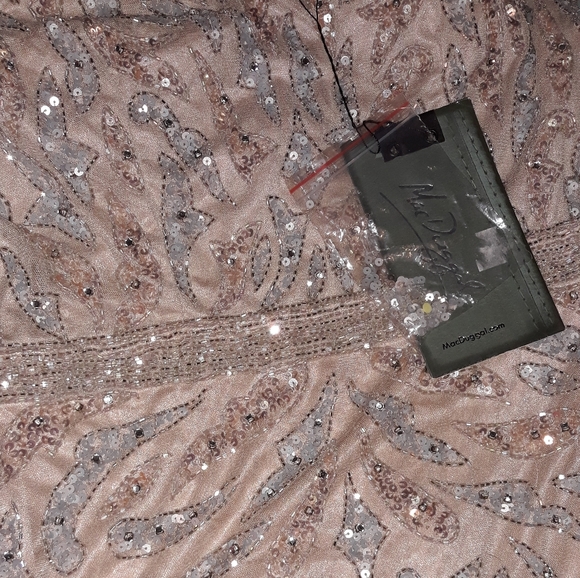 NWT STUNNING MAC DUGGAL BEADED LONG SLEEVE MOCHA - Picture 8 of 12